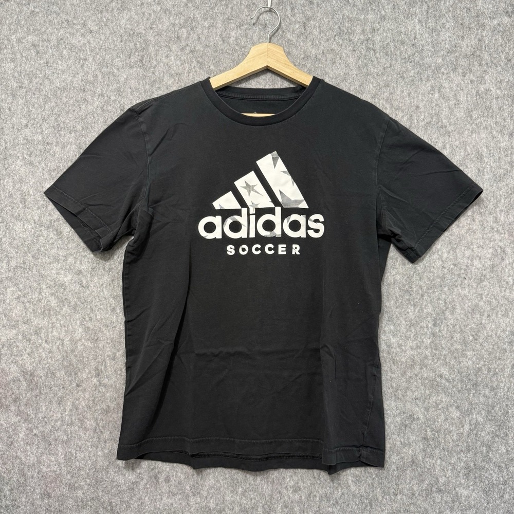 Adidas Soccer T-Shirt Men's L Black Short Sleeve Athletic Logo Tee